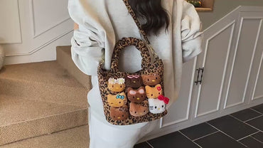 Kawaii Plush Bear Mini Handbag with Sling Strap – Cute Cartoon Tote Purse for Girls & Women (Single Piece)