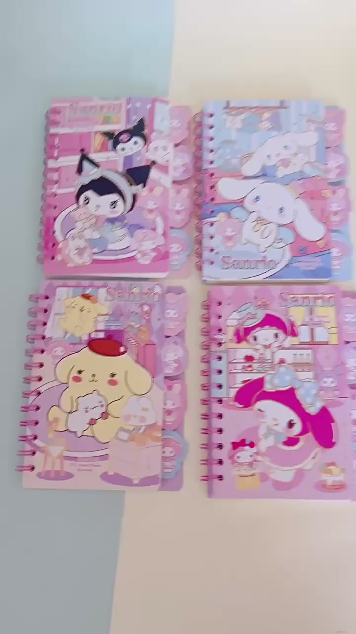 Sanrio Kuromi Coil Book - High-Value Student Notebook with Interleaved Pages – Cute Kuromi Handbook for School & Journaling (Pack of 4 mix design)