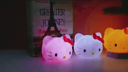 Cute Hello Kitty Vinyl LED Night Lamp – Button Operated Mini Bedside Light