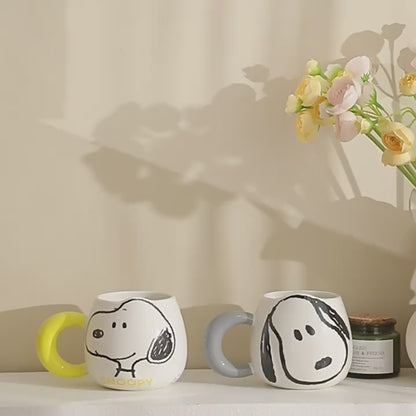 Snoopy Ceramic Mug (Single PC) – Peanuts Cartoon Coffee Mug for Kids & Adults | Cute Lucy & Snoopy Printed Cup | Aesthetic Milk Mug Gift
