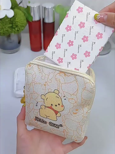 Cute Bear Mini Zipper Pouch | Kawaii Coin Purse & Makeup Organizer | Portable Storage Case for Earbuds, Cosmetics, Jewellery & Small Essentials
