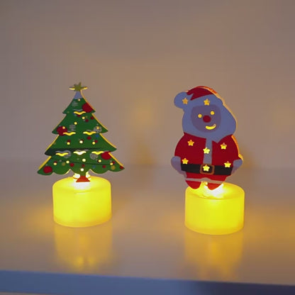 Christmas Theme LED Mini Candle Set (Pack of 5) – Santa, Snowman, Tree, Bell & Bear Décor Lights