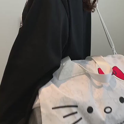 Hello Kitty Large Travel Duffle Bag with Trolley Sleeve | Cute Kawaii Weekend Bag, Gym Bag, Overnight Luggage for Girls & Women