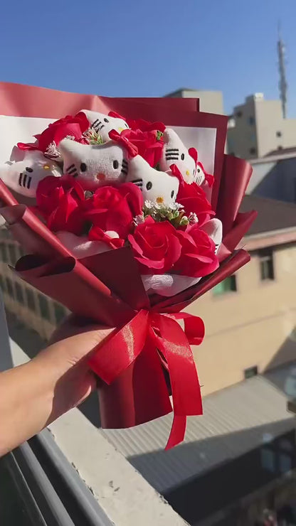 Hello Kitty Plush Bouquet Gift Box – Kawaii Sanrio Cute Flower Bouquet with Gift Box | Romantic Birthday & Valentine Gift