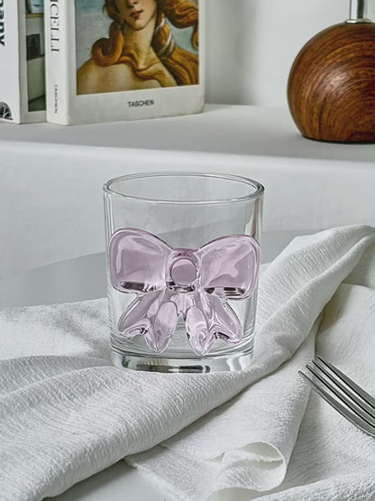 Kawaii Pink Bow Glass Cup – Cute 3D Bow Drinking Glass for Milk, Coffee, Juice & Aesthetic Home Décor