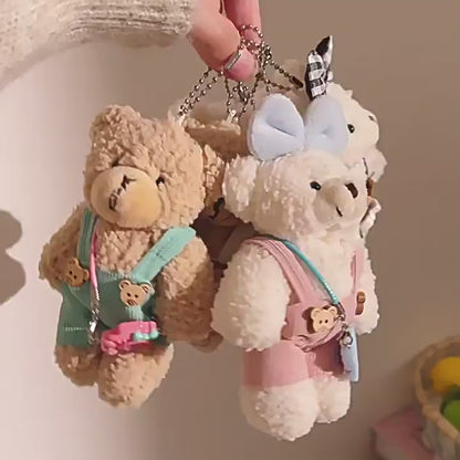 Kawaii Teddy Bear Plush Keychain Bag Charm – Mini Soft Toy Bear Pendant (3 Cute Variants)