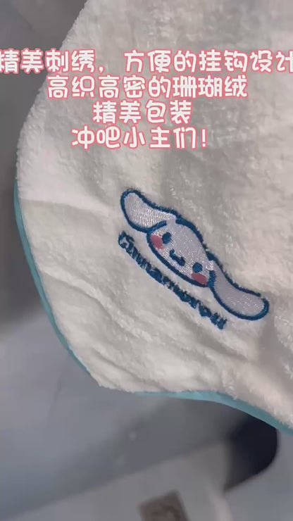 Sanrio Characters Face Towel Set (5 pcs) – My Melody, Cinnamoroll, Kuromi, and Friends | Soft Cotton Hand Towels for Kids & Adults