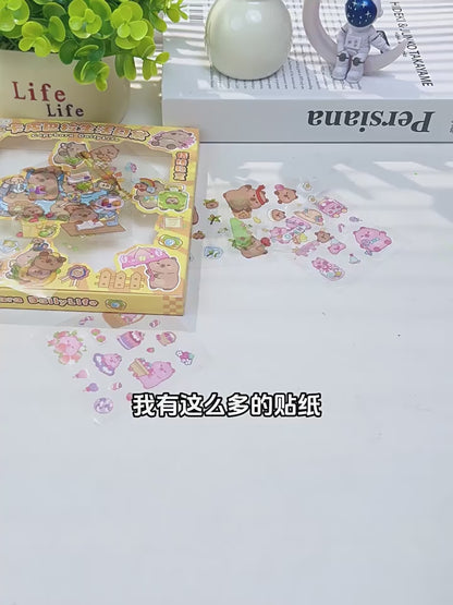 ✨ Kawaii Capybara Sticker Box – Cute Cartoon Stickers Set ✨