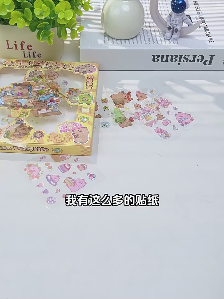✨ Kawaii Capybara Sticker Box – Cute Cartoon Stickers Set ✨