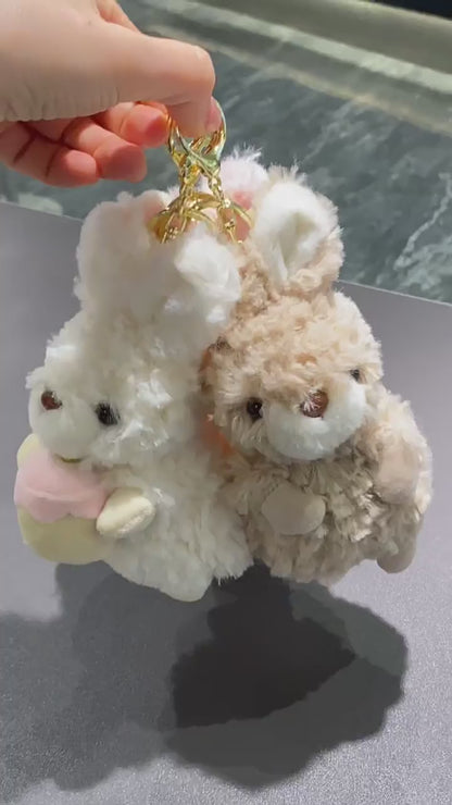 Kawaii Plush Bunny Keychain | Soft Cute Rabbit Bag Charm