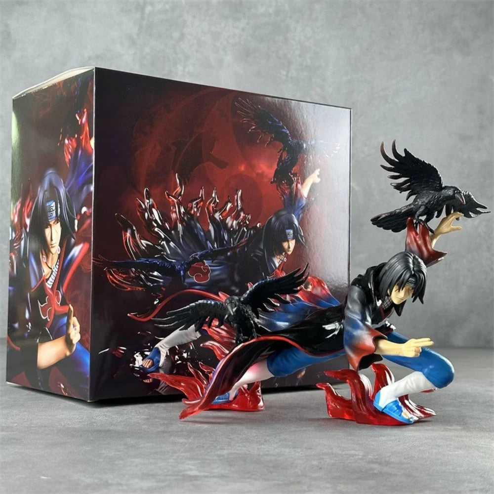 Itachi Uchiha Akatsuki Action Figure with Crows – 17cm Naruto Shippuden Anime PVC Collectible Statue | Premium Display Model for Anime Fans & Gifts