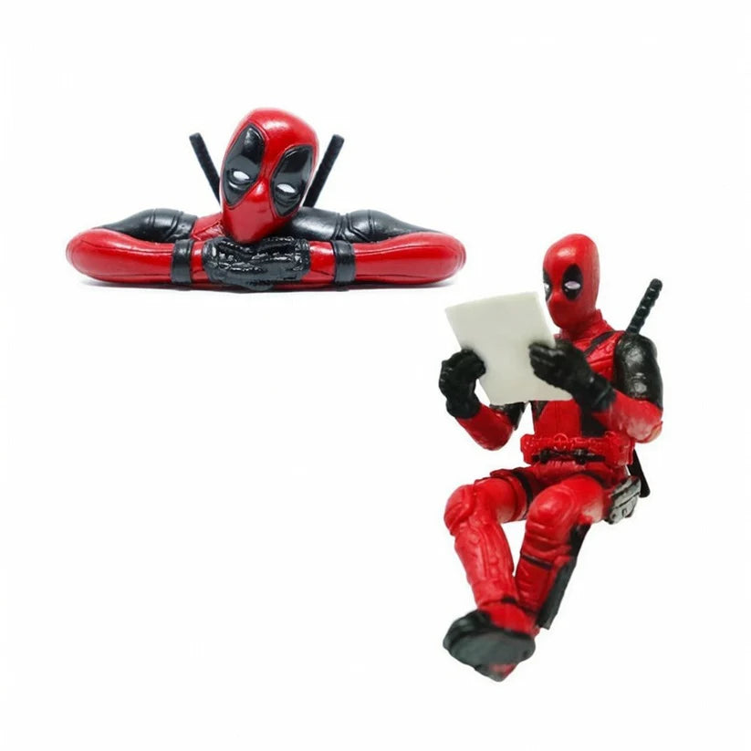 Deadpool Mini Desk Buddy Action Figure Set – Reading & Resting Pose Collectible PVC Figurines | Marvel Superhero Desk Decor | Car Dashboard Ornament | Office & Home Decoration | Gift for Deadpool Fans