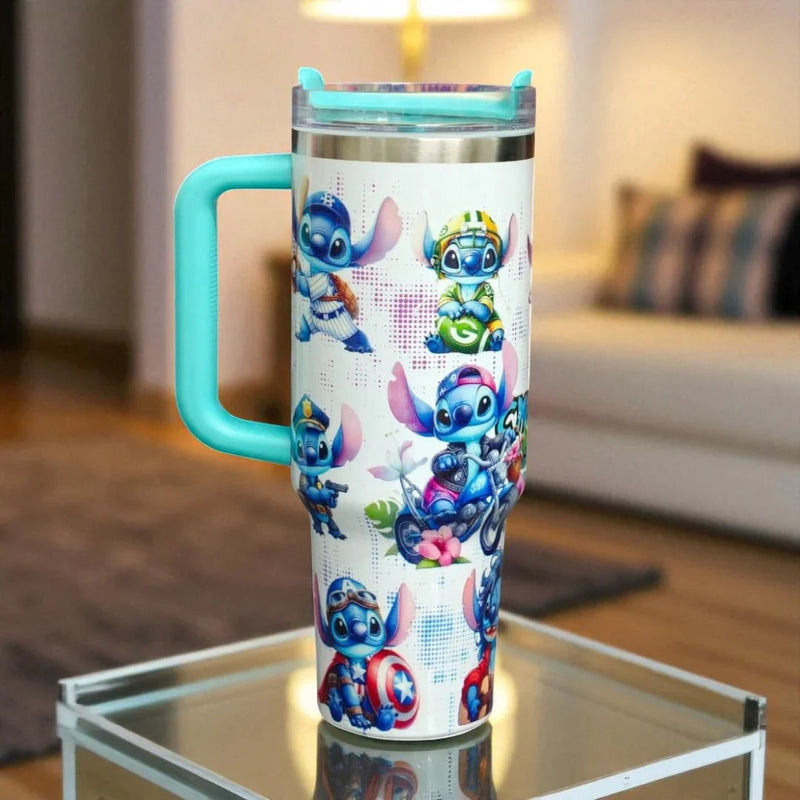Disney Stitch Stanley Tumbler 40oz – Cute Stainless Steel Insulated Travel Mug with Handle & Straw