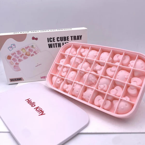 Hello Kitty Silicone Ice Cube Tray Mold – Cute Bow & Kitty Shape Ice Maker for Home, Drinks, Kitchen & Party Use
