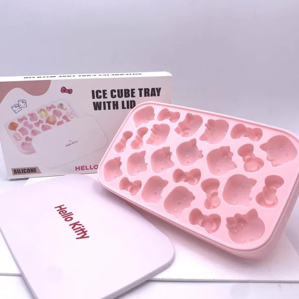 Hello Kitty Silicone Ice Cube Tray Mold – Cute Bow & Kitty Shape Ice Maker for Home, Drinks, Kitchen & Party Use