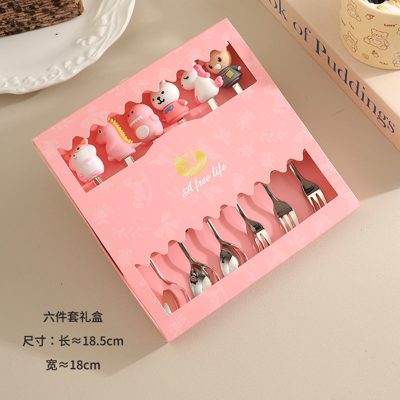 Stainless steel cartoon design cutlery, creative gift box set