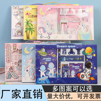 Cute Cartoon Stationery Gift Set for Kids – Unicorn, Space, Dinosaur &amp; Bunny Theme