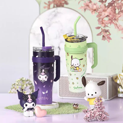 Sanrio Character 1200ml Tumbler with Handle & Straw | Leakproof Travel Mug for Hot & Cold Drinks