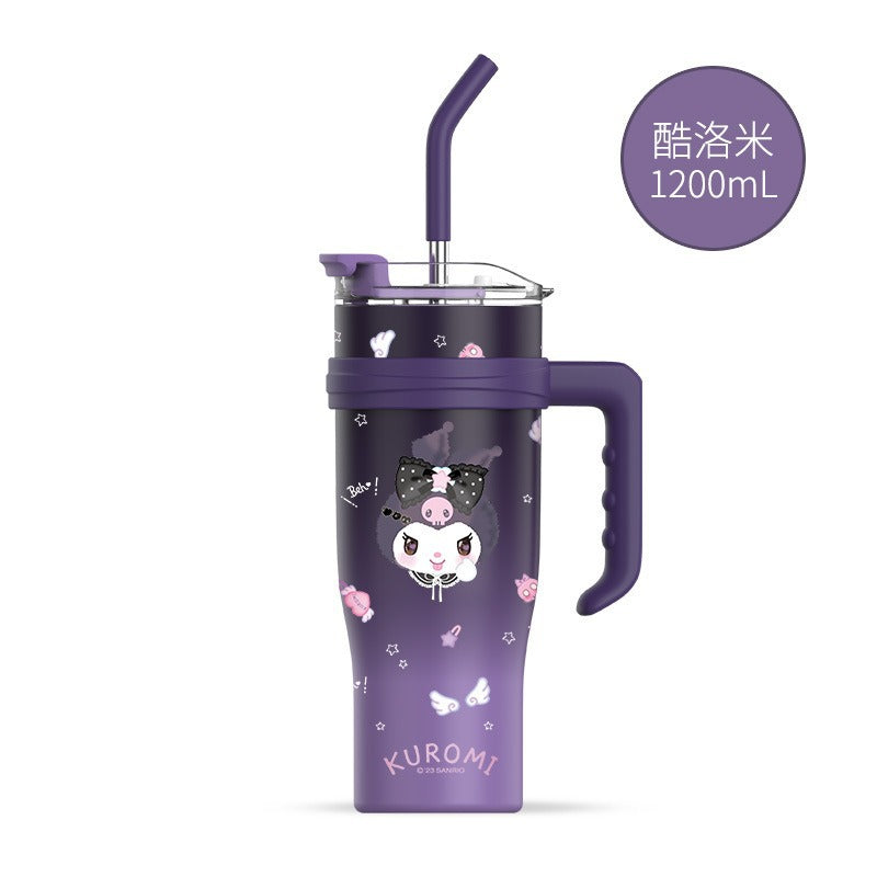 Sanrio Character 1200ml Tumbler with Handle & Straw | Leakproof Travel Mug for Hot & Cold Drinks