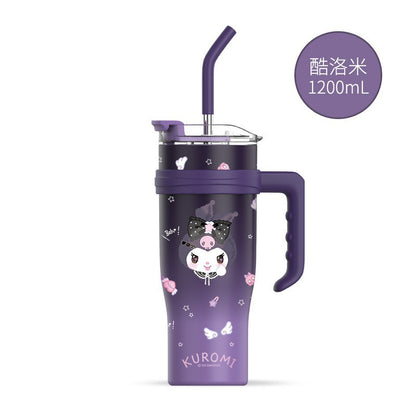 Sanrio Character 1200ml Tumbler with Handle & Straw | Leakproof Travel Mug for Hot & Cold Drinks