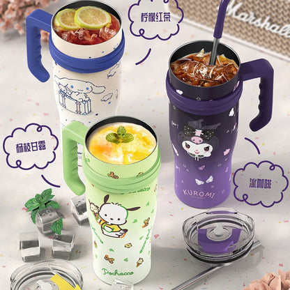 Sanrio Character 1200ml Tumbler with Handle & Straw | Leakproof Travel Mug for Hot & Cold Drinks