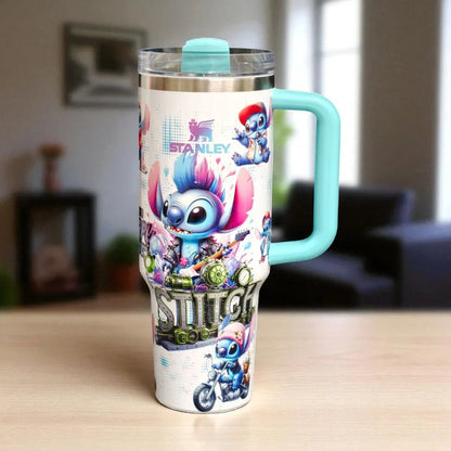 Disney Stitch Stanley Tumbler 40oz – Cute Stainless Steel Insulated Travel Mug with Handle & Straw