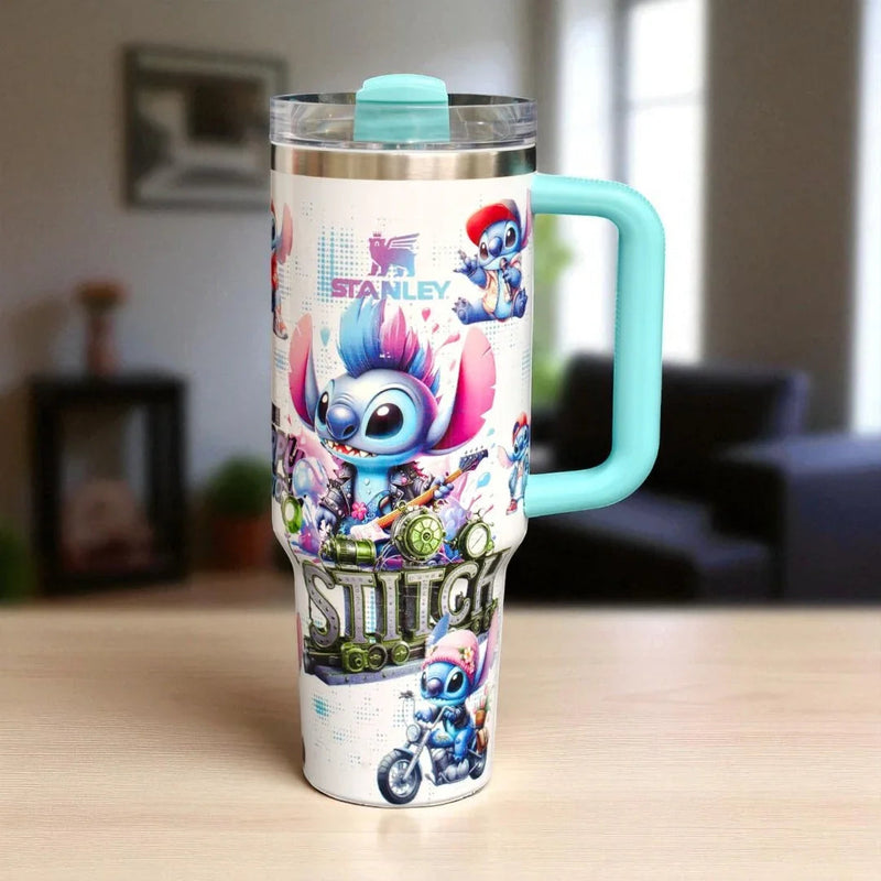 Disney Stitch Stanley Tumbler 40oz – Cute Stainless Steel Insulated Travel Mug with Handle & Straw