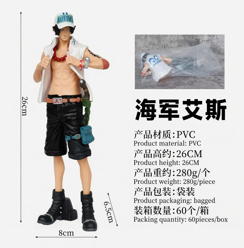 One Piece Portgas D. Ace Marine Cap PVC Action Figure – 26cm Anime Collectible Statue | Fire Fist Ace Figure | One Piece Anime Model | Manga Display Toy for Fans & Collectors
